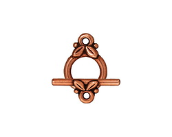 TierraCast Antique Copper (plated) Leaf Toggle Clasp 14x10mm, 16mm Bar
