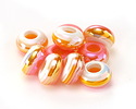 Peaches & Cream Banded Resin Large-Hole Rondelle 8x14mm