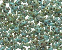 Opaque Light Blue Picasso SuperDuo 2x5mm Seed Bead