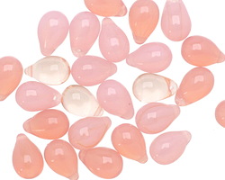 Czech Glass Pink Opal & Transparent Mix Teardrop 6x9mm