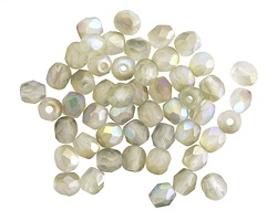 Czech Glass Matte Crystal w/ Golden AB Fire Polished Round 4mm