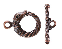 Mykonos Antique Copper (plated) Dragon Toggle Clasp 21x28mm, 32mm Bar