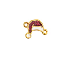24K Gold (plated) Enamel Santa Hat Link 17x13mm