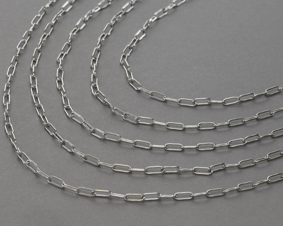 Stainless Steel Small Paperclip Chain, 7.9x2.3mm links, 5' Package