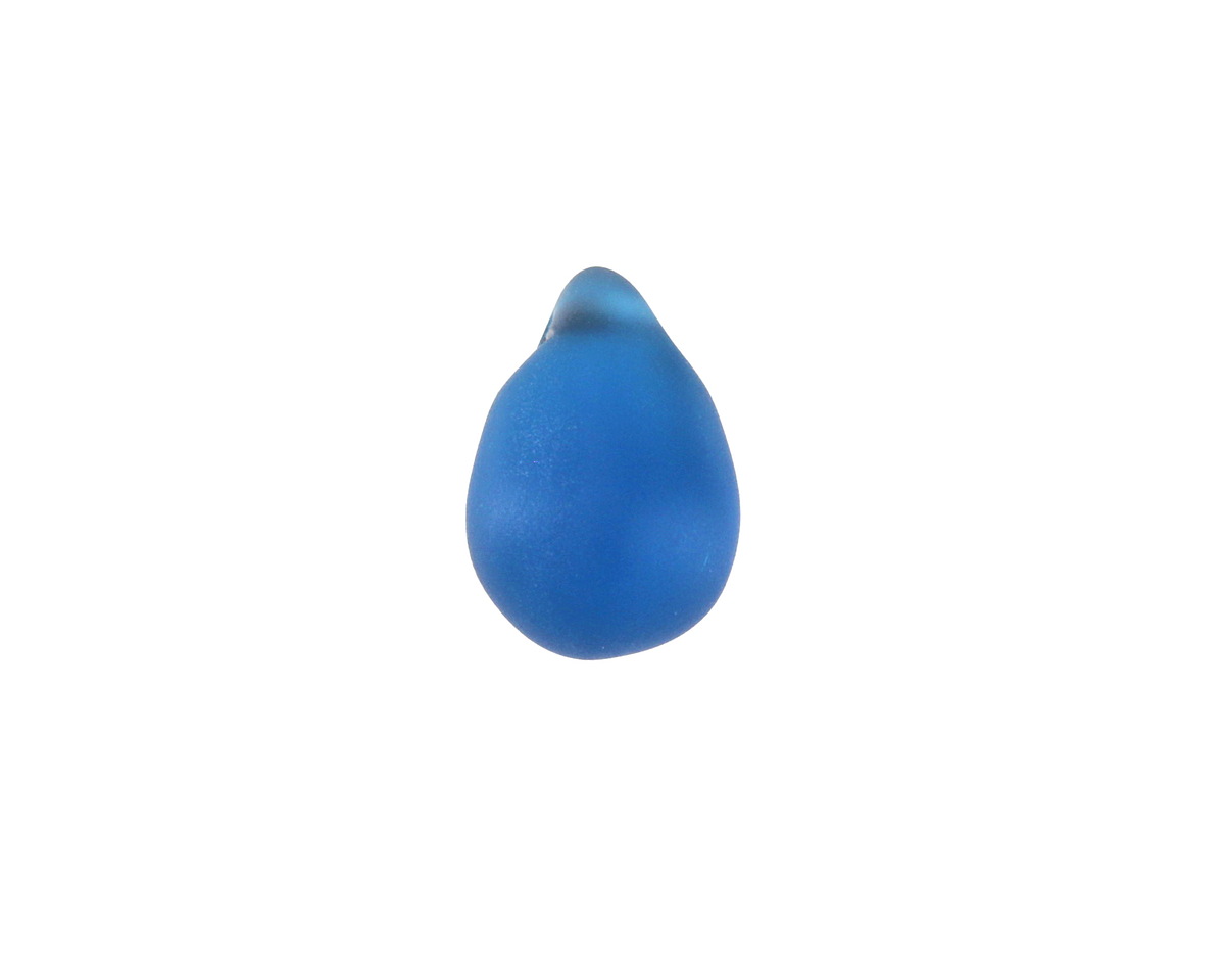 Peacock Blue Beach-Style Glass Teardrop Focal 14x10mm