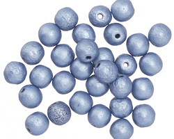 Czech Glass Metallic Blue w/ Etched Finish Round Druk 6mm