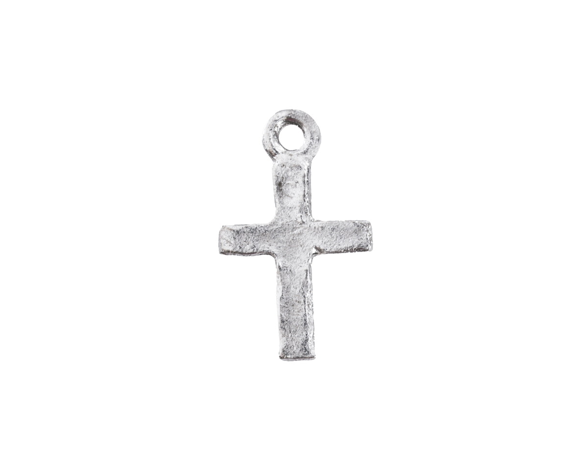 Nunn Design Antique Silver (plated) Tiny Hammered Cross Charm 18x11mm