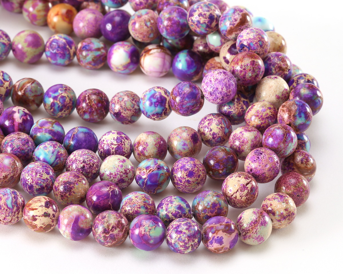 Purple & Turquoise (Light) Impression Jasper Round 10mm