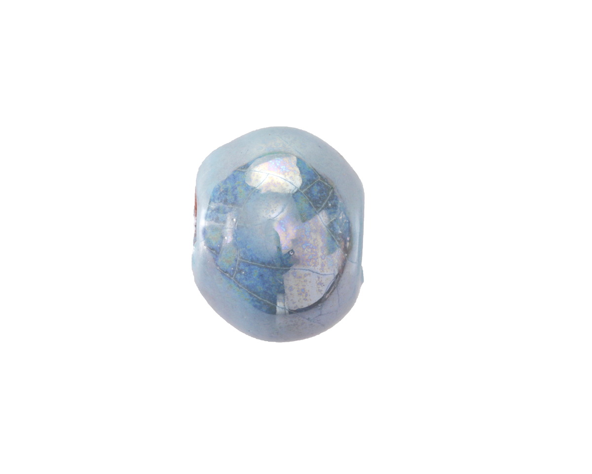 Mykonos Ceramic Iridescent Turquoise Rondelle 13x15-16mm