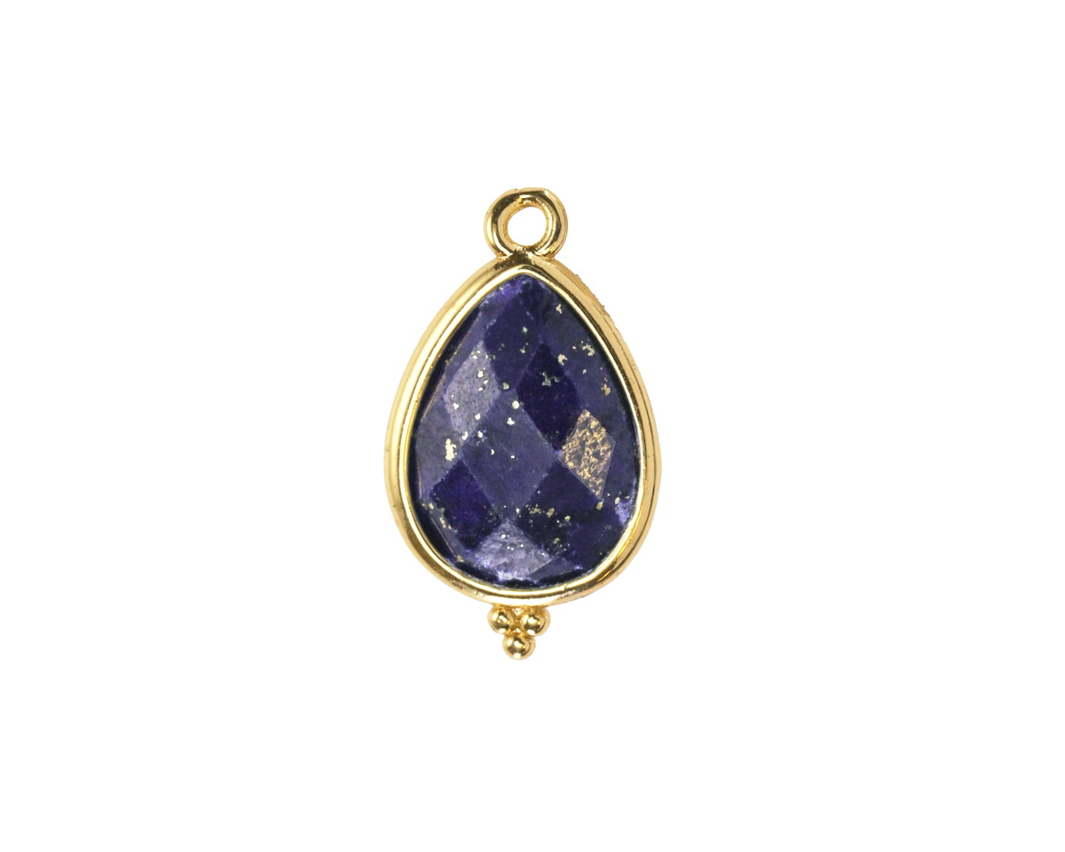 Lapis w/ Gold Finish Faceted Teardrop Focal 12x21mm