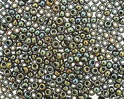 TOHO Metallic Iris Green/Brown Round 8/0 Seed Bead