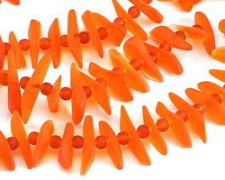 Tangerine Beach-Style Glass Fish Bone 3-4x20-25mm