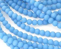 Opaque Blue Opal Beach-Style Glass Round 6mm