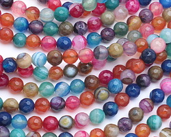 Rainbow Line Agate Faceted Round 8mm