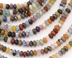 Multi Gemstone (Red Jasper, Sodalite, Rose Quartz, Amazonite, Aventurine) Rondelle 4x6mm