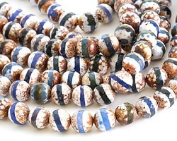 Tibetan (Dzi) Agate Blue Banded Faceted Round 10mm