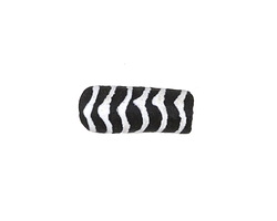 African Hand-Painted in White Stripes on Black Powder Glass (Krobo) Bead 19-26x11mm