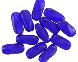 Czech Glass Matte Cobalt Twisted Rice 13x6mm