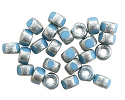 Czech Glass Matubo Matte Blue Turquoise w/ Silver Picasso Tri-cut 2/0 Seed Bead