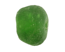 African Recycled Glass Emerald Green Large Tumbled Rondelle 18-22x23-26mm