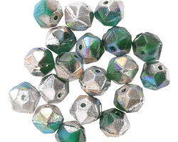 Czech Glass Beach Glass Mix AB w/ Silver English Cut Bead 7x8mm
