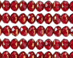 Czech Glass Bronzed Ruby Fire Polished Rondelle 5x7mm