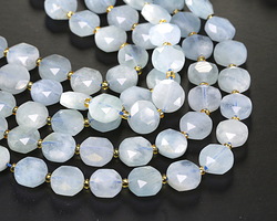 Aquamarine (A) Faceted Star Coin 8mm