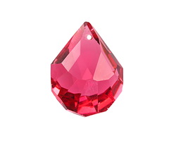 Czech Antique Crystal Garnet Faceted Short Drop Focal 18x24mm