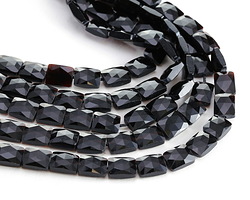 Black Obsidian Microfaceted Rectangle 10x8mm