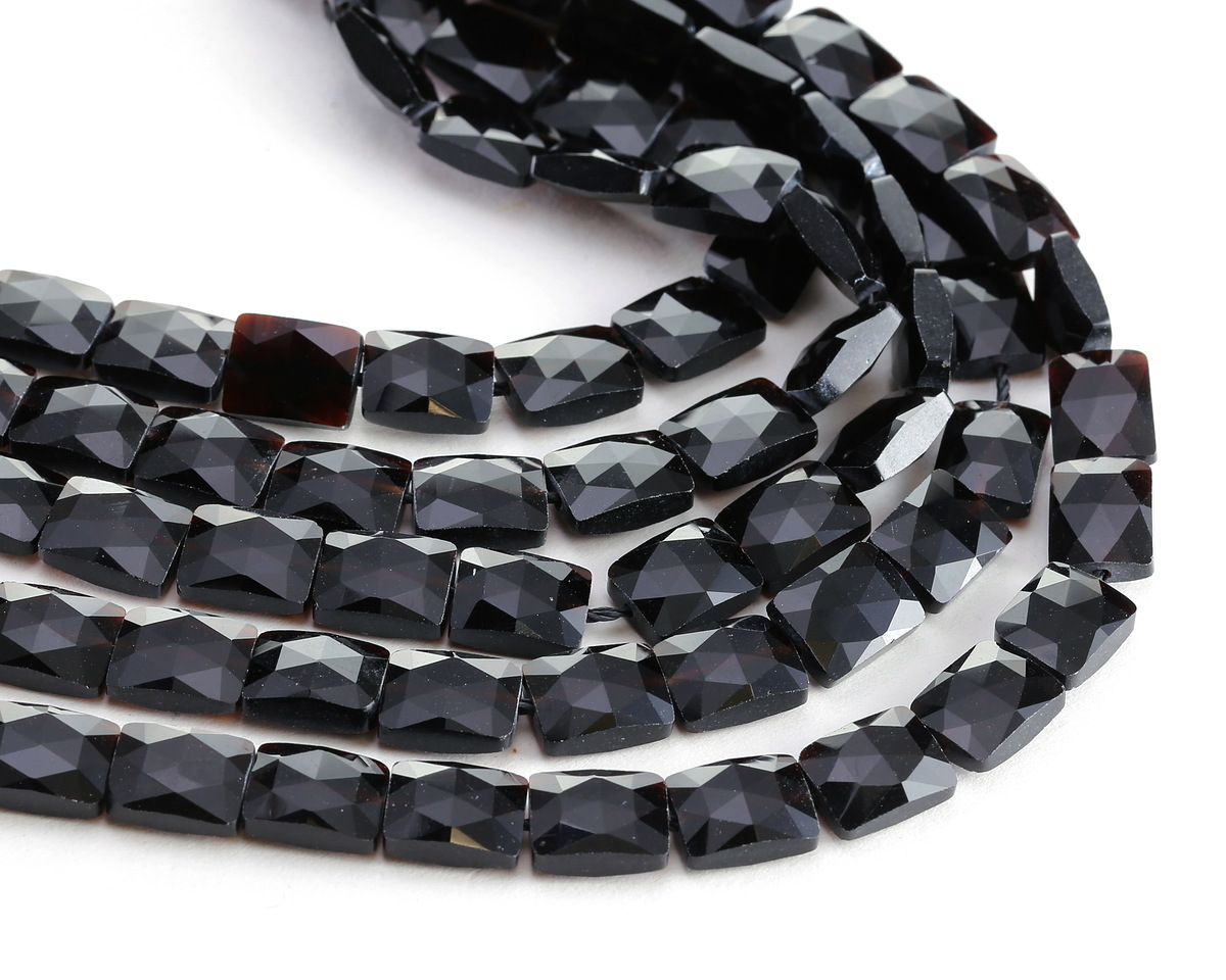 Black Obsidian Microfaceted Rectangle 10x8mm