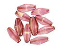 Czech Glass Raspberry w/ Gold Luster Rhombus 14x7mm