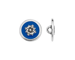 TierraCast Antique Silver (plated) Sky Blue Blossom Button 14mm