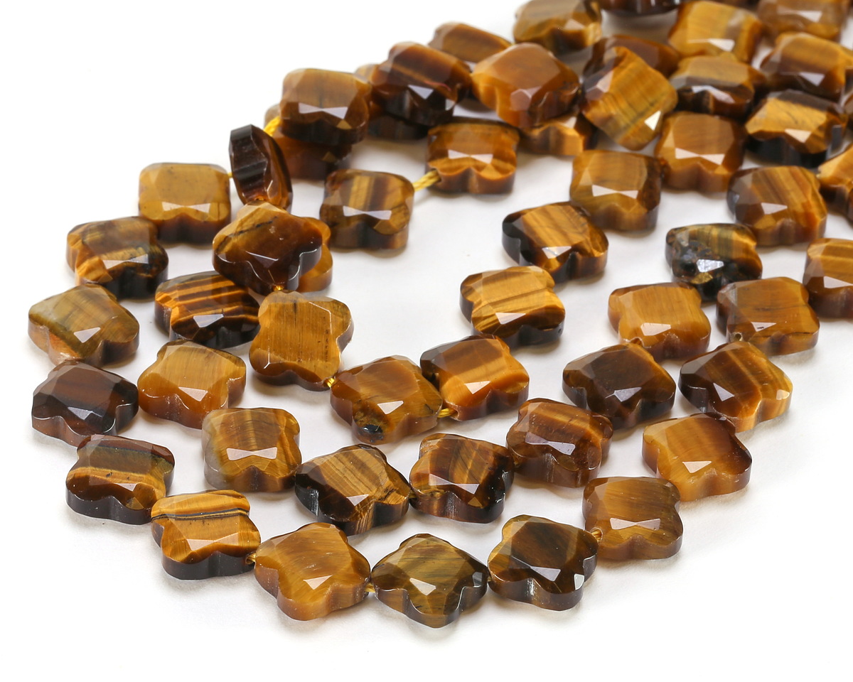 Tiger Eye Faceted Quatrefoil 13mm