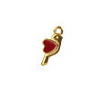 24K Gold (plated) Red Enamel Love Bird Focal 12x13.5mm