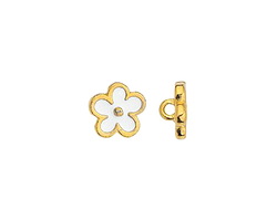 24K Gold (plated) White Enamel Daisy Button 10mm