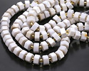 White Agate Microfaceted Hexagon Heishi 4x8mm