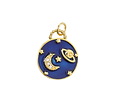 Cobalt Shimmer Enamel w/ Gold Finish Moon & Saturn Focal 15x18.5mm