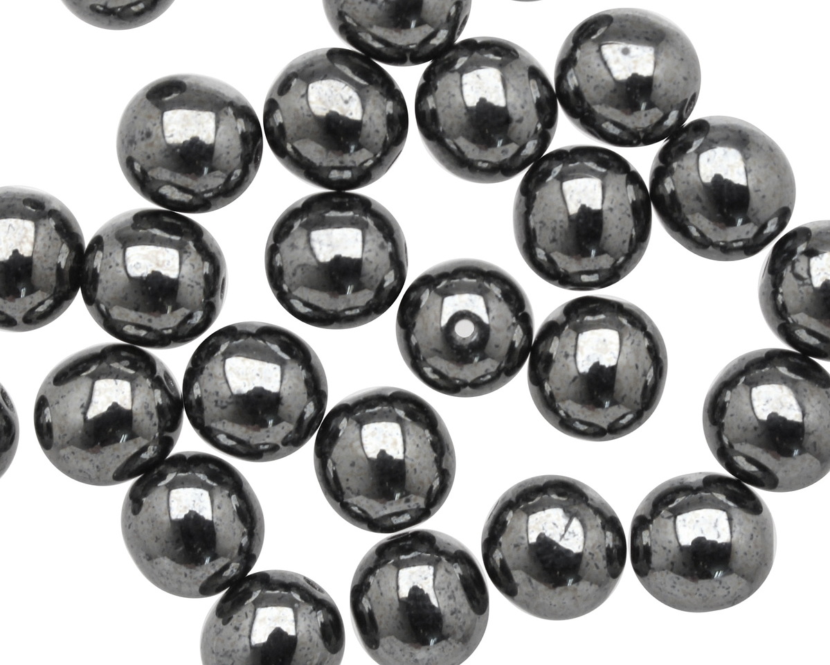 Czech Glass Hematite Round 8mm