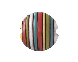 Golem Studio Funky Stripes Rainbow Carved Ceramic Lentil 23mm