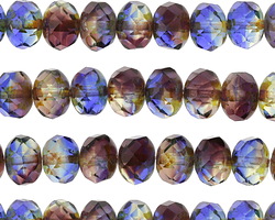 Czech Glass Twilight Skies Fire Polished Rondelle 6x9mm