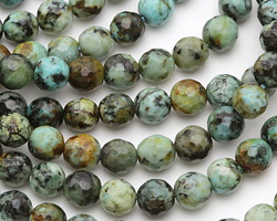 African Turquoise Faceted Round 6mm Beads