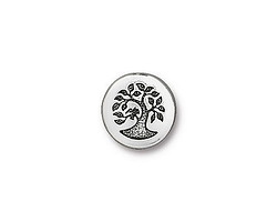TierraCast Antique Silver (plated) Small Bird In Tree Button 12mm