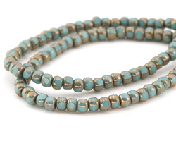 Czech Glass Bronzed Green Turquoise Trica Beads 2.5x4mm