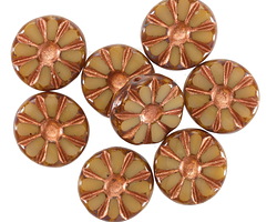 Czech Glass Bronzed Bisque Picasso Flower Window Coin 12mm