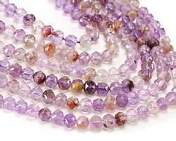 Purple Phantom Quartz (Auralite-23) Diamond Cut Faceted Round 6mm