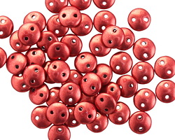 CzechMates Glass ColorTrends: Sueded Gold Samba Red 2-Hole Lentil 6mm