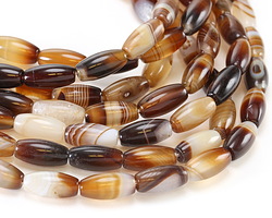 Brown Line Agate Rice 9x12mm