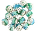 Czech Glass Aquamarine Waters AB w/ Antique Silver Lantern 8mm