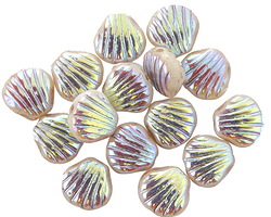 Czech Glass Ivory AB Scallop Shell Bead 9mm