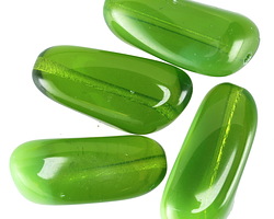 Czech Glass Green Opal Nugget 33x19mm